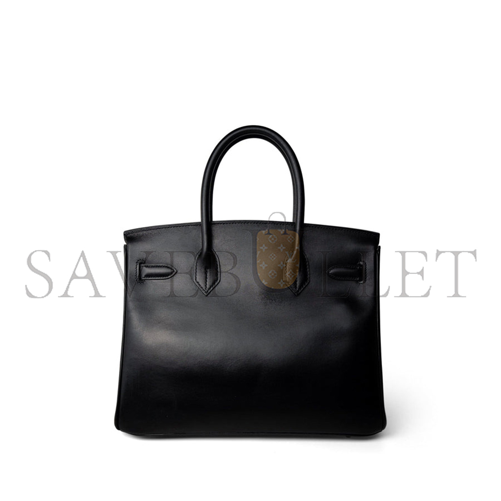 HERMES BIRKIN 30 BOX LEATHER BLACK GOLD BUCKLE H029281CK62 (30*23*15cm)